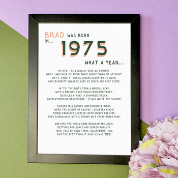 Personalised 50th Birthday Gift Print Poem Of 1975, 2 of 5