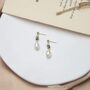 Natural Stone And Freshwater Pearl Drop Earring In Gold, thumbnail 1 of 3