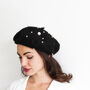 Pearl Embellished Wool Beret, thumbnail 5 of 12