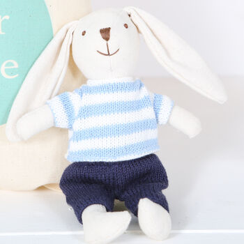 Blue Bunny Rabbit Toy And Personalised Carry Case, 3 of 4