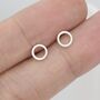 Sterling Silver Tiny Little Karma Circle Stud Earrings, thumbnail 3 of 12