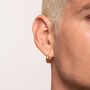 Teardrop Domed Gold Huggie Hoop Earrings In 18 K Gold Plated Vermeil, thumbnail 2 of 5