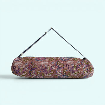Yoga Mat Bag | Brown, Blue And Lilac Floral Print, 5 of 6