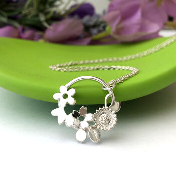 Sterling Silver Flower Garland Necklace, 6 of 9