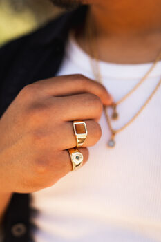 Men's Red Tigers Eye Gold Signet Ring For Men, 2 of 12