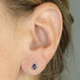Sterling Silver Teardrop Sapphire Mini Stud Earrings, thumbnail 2 of 5