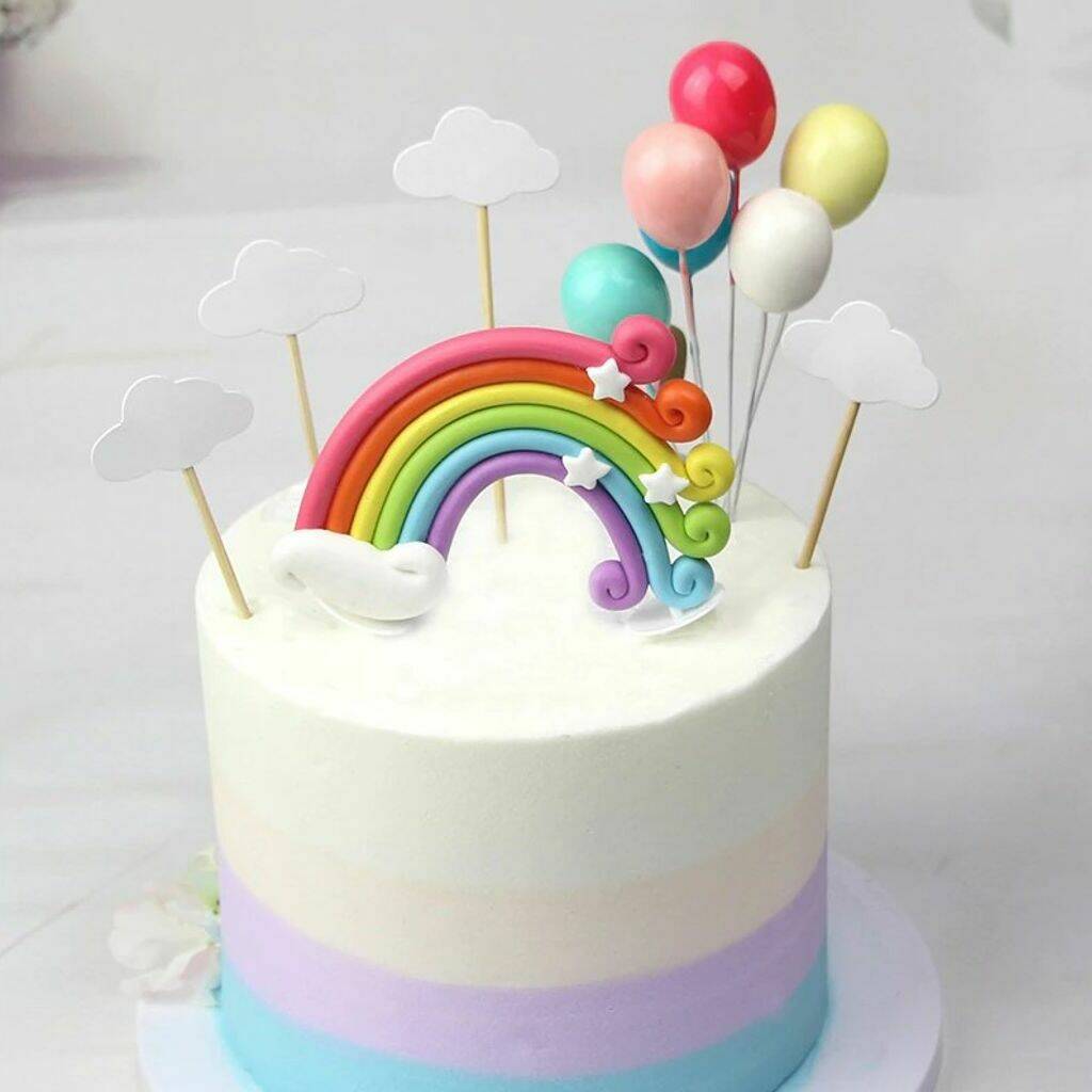 Rainbow And Unicorn Eight Piece Cake Topper Set, 1 of 8