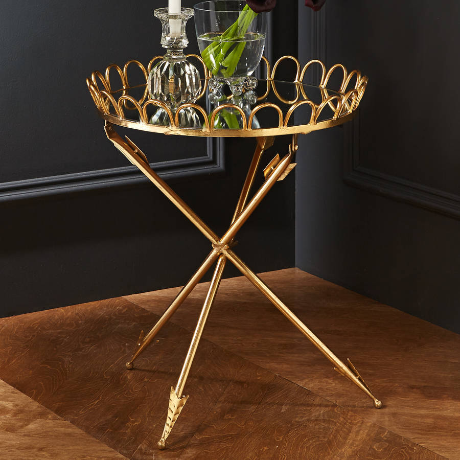 gold leaf arrow leg side table by ella james