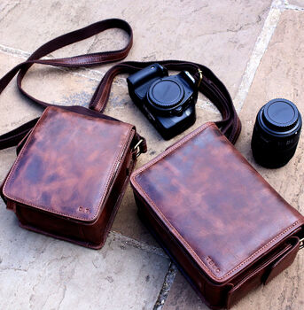 Personalised Vintage Leather Camera Bag, 3 of 12