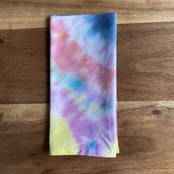 100% Cotton Hand Made Rainbow Tie Dye Napkin Set, 3 of 6