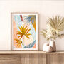 Blue And Yellow Gold Palm Leaf Art Print, thumbnail 3 of 10