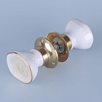 G Decor Rhodes Cream Handcrafted And Hand Painted Ceramic Mortice Door Knob Set Internal Turning Handles For Door, 3 of 5