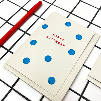 Polka Dot 'Happy Birthday' Hand Embroidered Card, 3 of 3