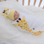 Giraffe Stretchie Swaddle And Beanie Set, thumbnail 2 of 3