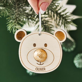 Personalised Bear Christmas Place Setting And Bag Of Chocolate Noses, 3 of 3