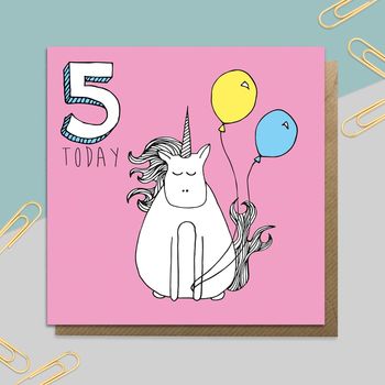 Unicorn Age Card: Ages One To 10, 5 of 10