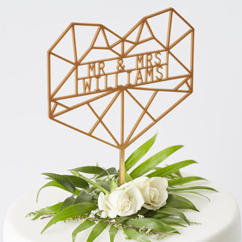 Geometric Heart Personalised Cake Topper, 8 of 8