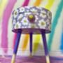 Lilac Daisy Round Wooden Side Table With Drawer, thumbnail 4 of 11