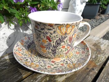 Large Cup And Saucer In William Morris Flora Design, 4 of 8