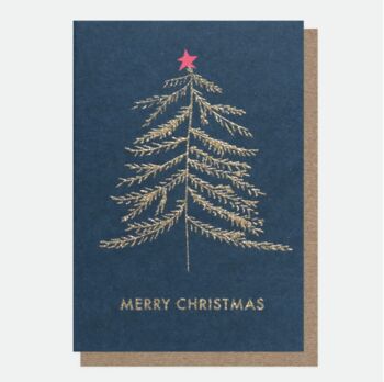 Gold Glitter Tree Christmas Cards Pack, 3 of 5