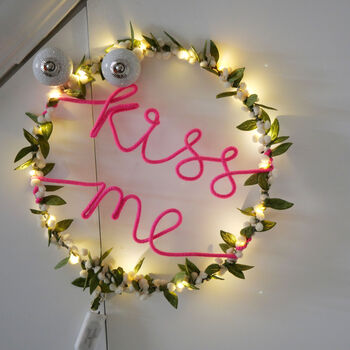Mistletoe Christmas Wreath With Fairy Lights, 4 of 4