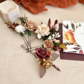 Autumal Bridal Floral Hair Pins, 5 of 7