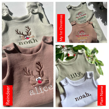Personalised Baby Dungarees Romper | Embroidered, 3 of 12