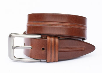 Men's Thick Tan Leather Belt Free Personalisation, 2 of 7