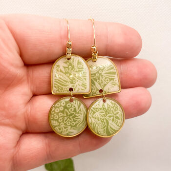 Green Botanical Statement Hoop Earrings For Her, 9 of 12