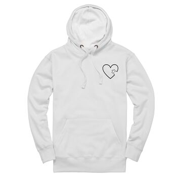 Personalised Puzzle Heart Piece Unisex Hoodie With Initial On Sleeve, 12 of 12