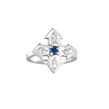 Sapphire And Diamond Cross Ring, 2 of 3