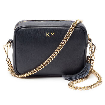 Personalised Grained Leather Crossbody Bag With Strap, 10 of 12