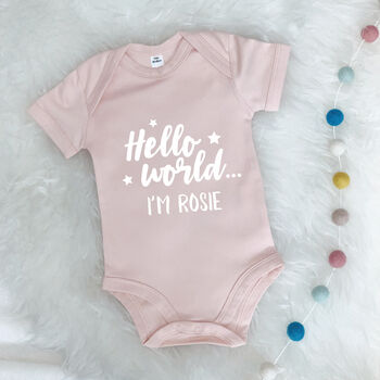 Hello World.. Personalised New Baby Babygrow, 3 of 8