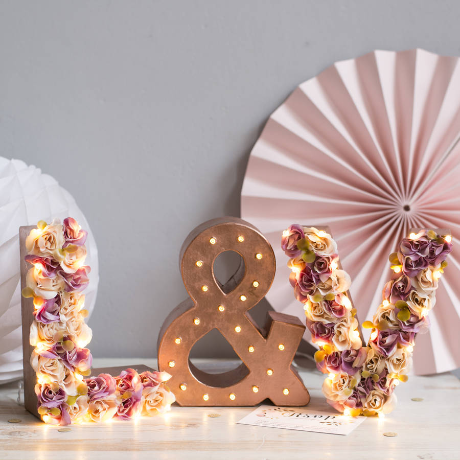 Flower Initial Letter Lights With Solid Ampersand, 1 of 5