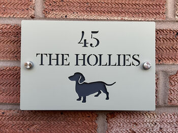 Personalised Short Haired Dachshund Design House Acrylic Number Sign, 4 of 7