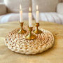 Brushed Gold Short Candlestick Holders – Set Of Three, thumbnail 1 of 4