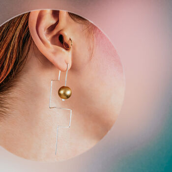 Minimal Asymmetric Earrings | Maxi Labyrinth Ball, 2 of 4