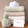 Mini Stripe Charcoal Unisex Knitted Baby Blanket, thumbnail 1 of 11