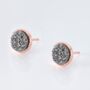 Silver Druzy Round 18k Rose Gold Plated Earrings, thumbnail 2 of 4