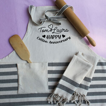 Personalised Apron, Tea Towels, 2nd Anniversary Gift, 5 of 11