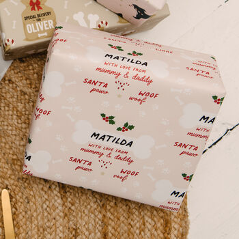 Christmas Personalised Dog Bone Wrapping Paper, 3 of 4