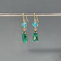 Emerald And Aqua Glass Drop Earrings, thumbnail 4 of 4