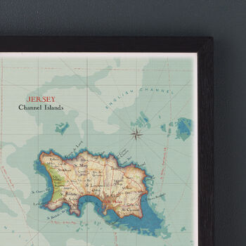 Framed And Personalised Jersey Map Print, 3 of 8