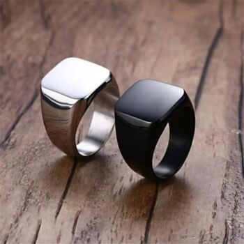 15mm Wide Top Flat Square Signet Unisex Ring, 2 of 7