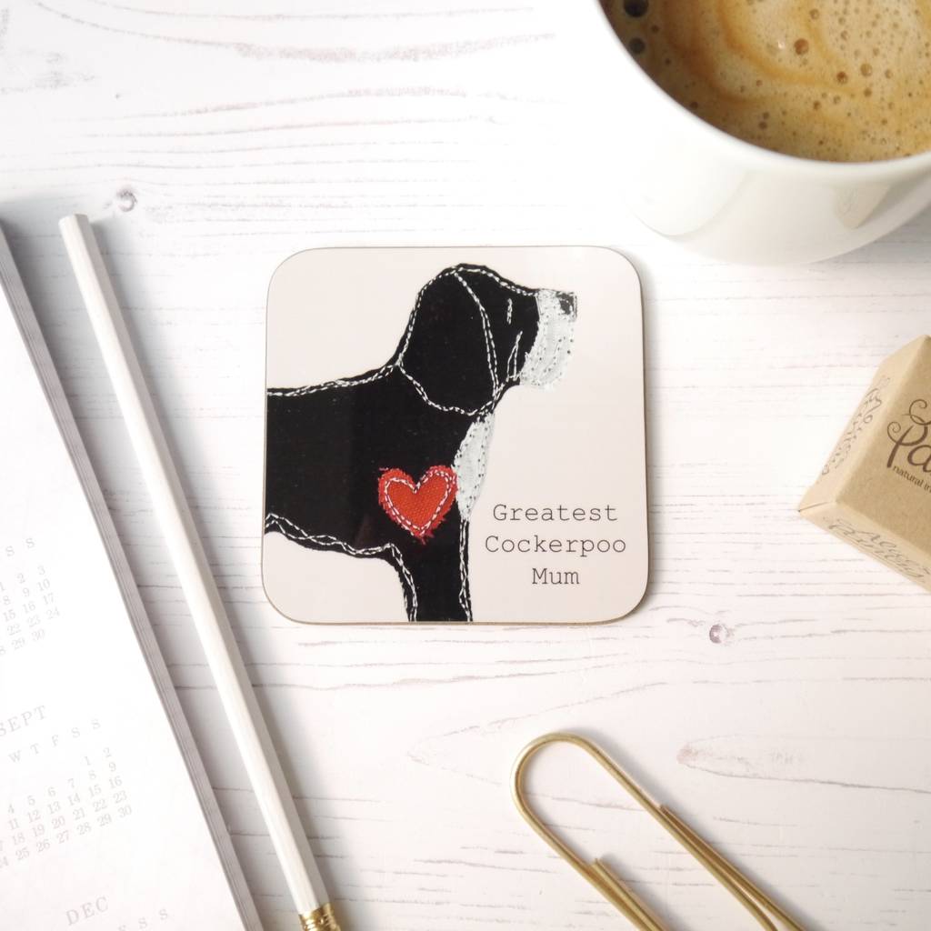 cockapoo gifts coaster for dog mum by ren and thread ...