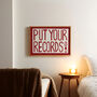 Retro Music Wall Art Put Your Records On Red Hand Painted Print, thumbnail 4 of 8