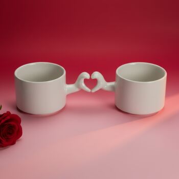 Heart Gesture Handmade Cup Set Of Two, 3 of 3