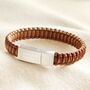 Personalised Men's Stainless Steel Leather Bracelet In Brown, thumbnail 1 of 2