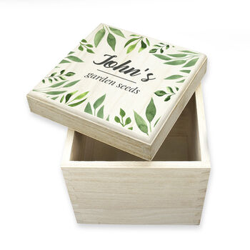 Personalised Gardener's Botanicals Wooden Seed Box, 2 of 3