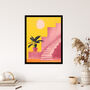 Pink Villa At Sunset Bright Yellow Wall Art Print, thumbnail 4 of 6